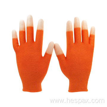 Hespax Customized Anti Dust Safety Gloves PU Fingertips